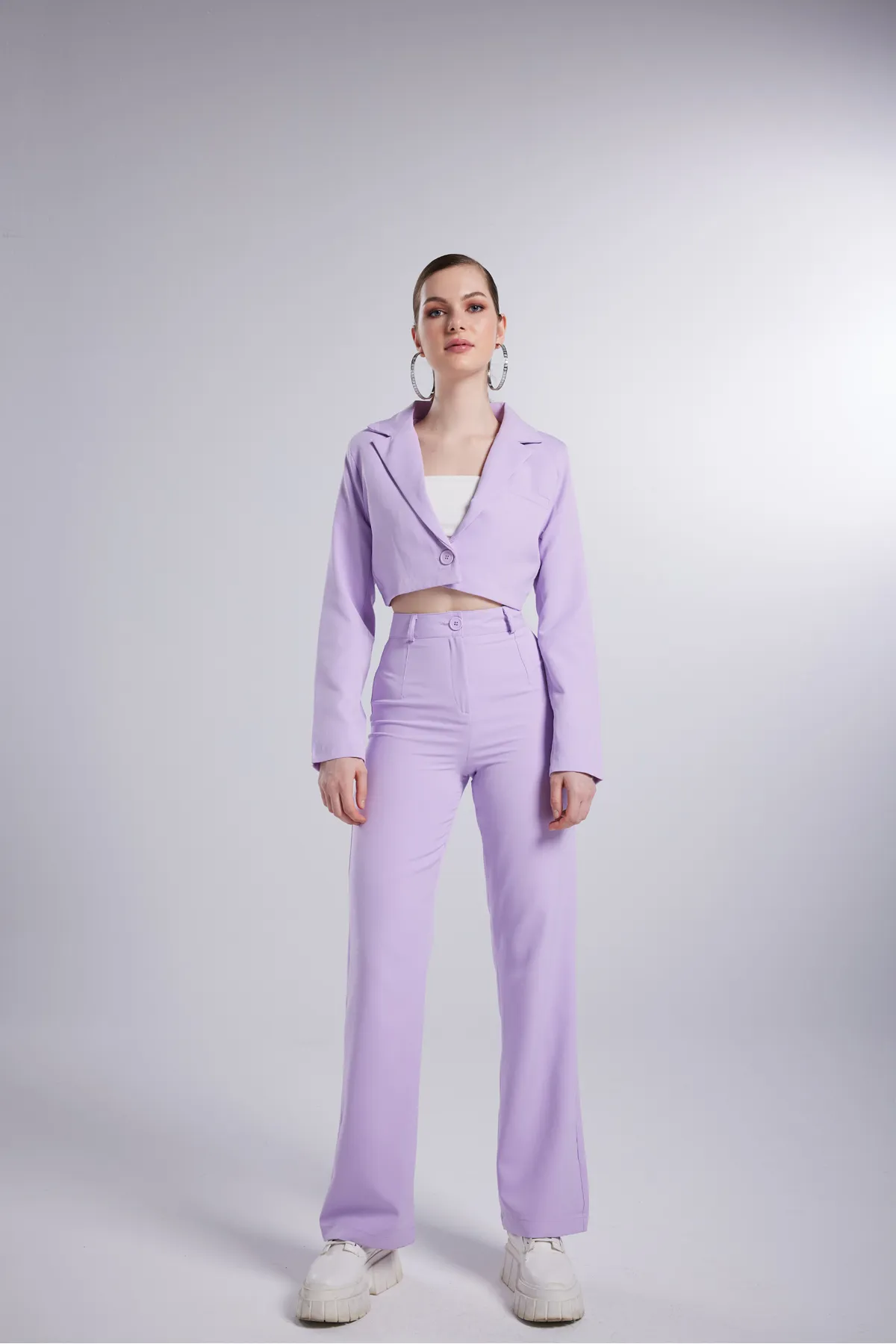 HOLLY LOLLY  Panky-Hose aus Stoff mit hoher Taille und Knopfverschluss in Flieder