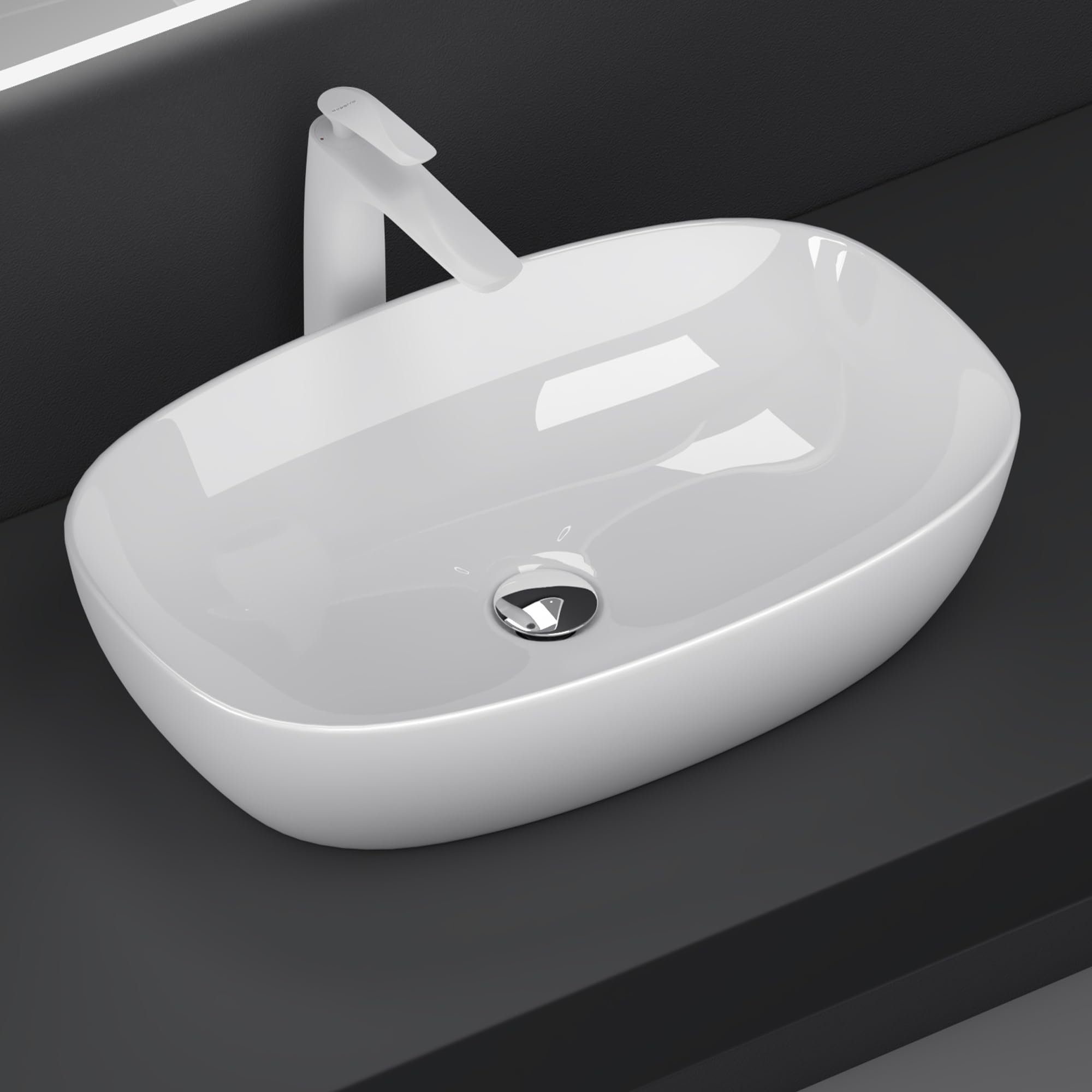 doporro Aufsatzwaschbecken Keramik Waschbecken Waschschale Gäste-WC Handwaschbecken Brüssel104
