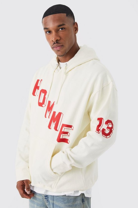 Oversize Hoodie mit Homme Print