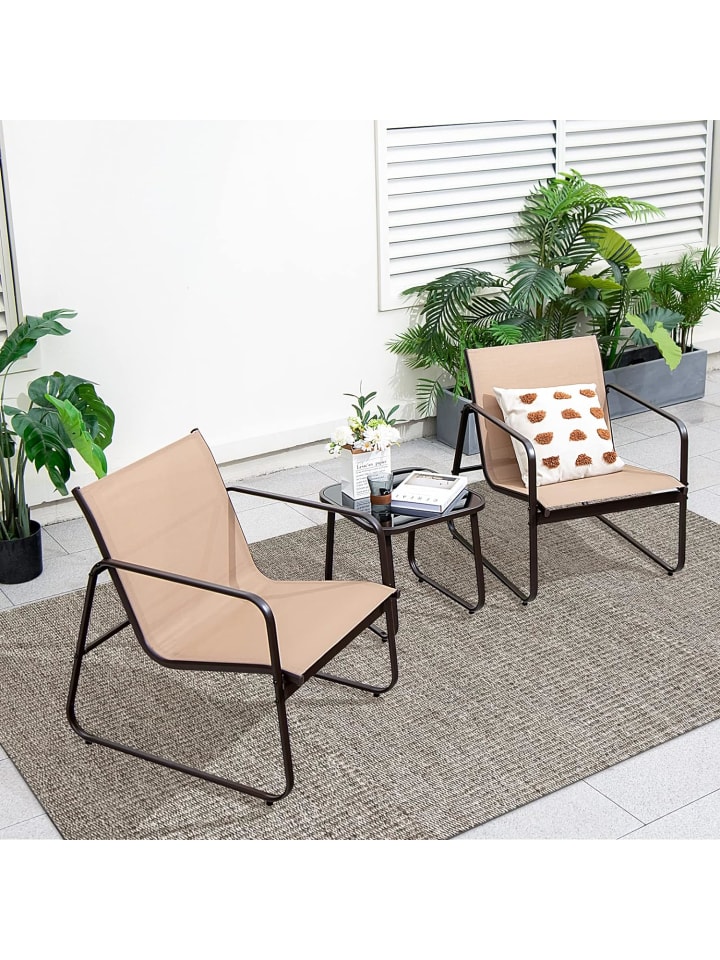 COSTWAY 3-tlg. Gartenmöbel Set in Braun günstig kaufen onesize