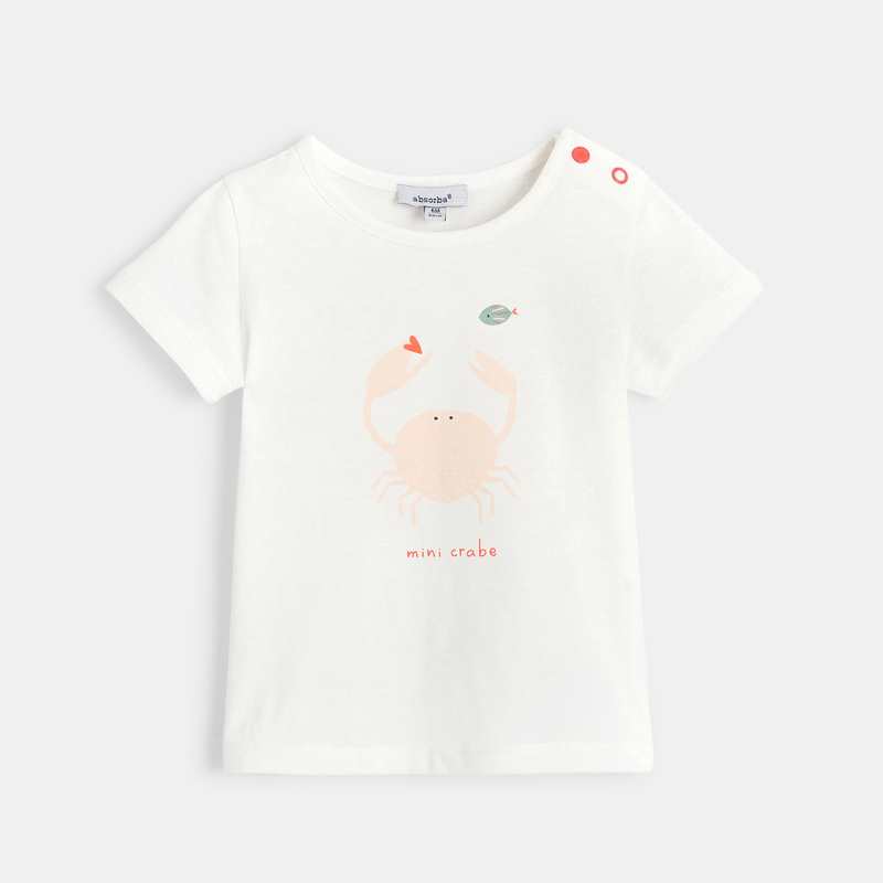 T-shirt manches courtes bébé fille en coton beige Absorba