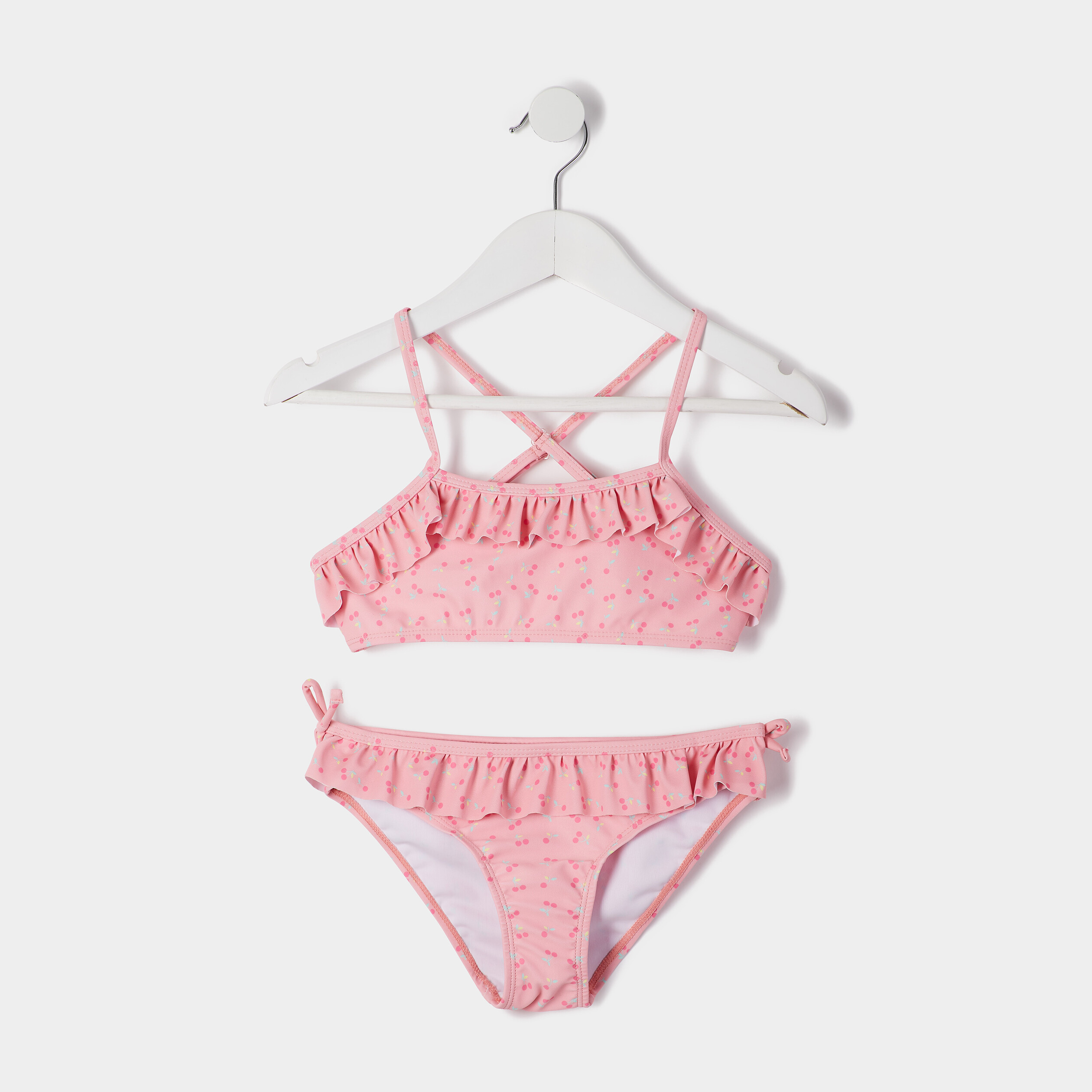 Maillot de bain 2 pièces rose saumon fille | La Halle