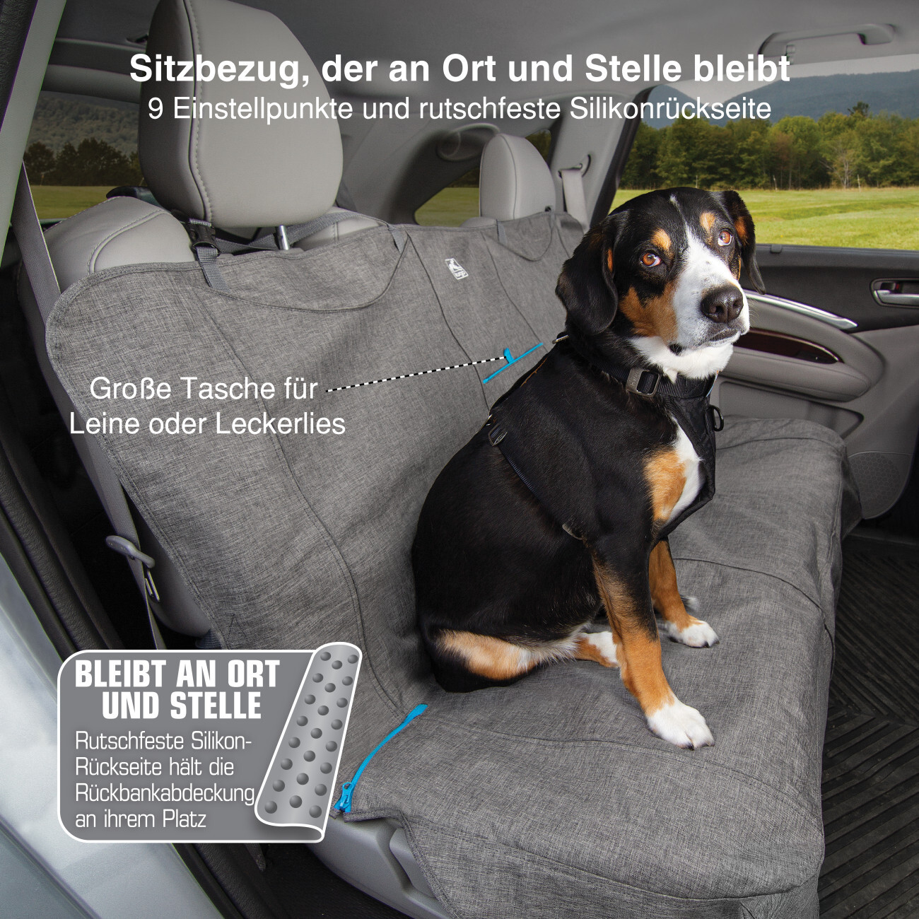 Kurgo Autozubehör Kurgo Anti-Rutsch-Hunde-Autositzbezug, Grau