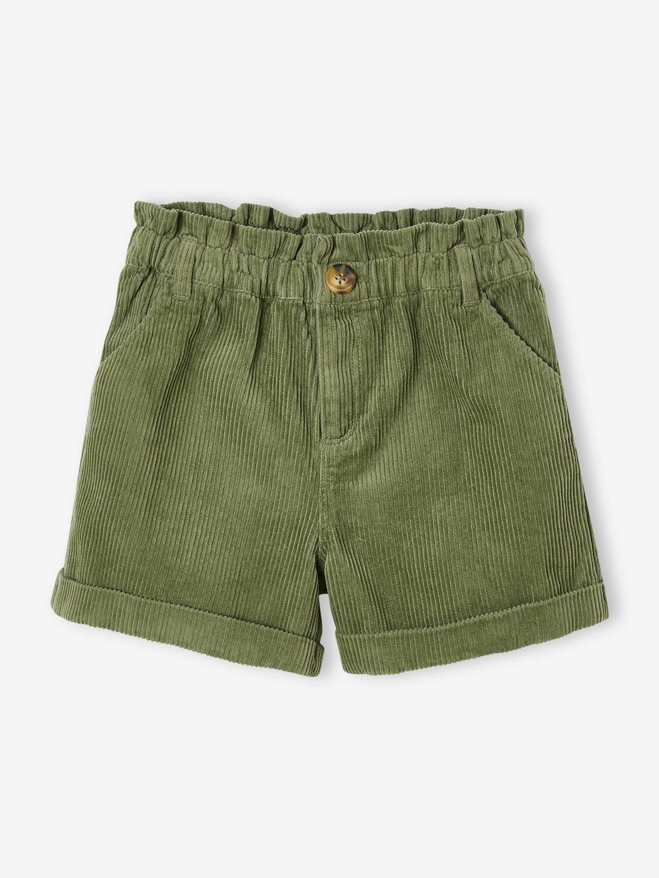Vertbaudet Mädchen Paperbag-Shorts - tannengrün