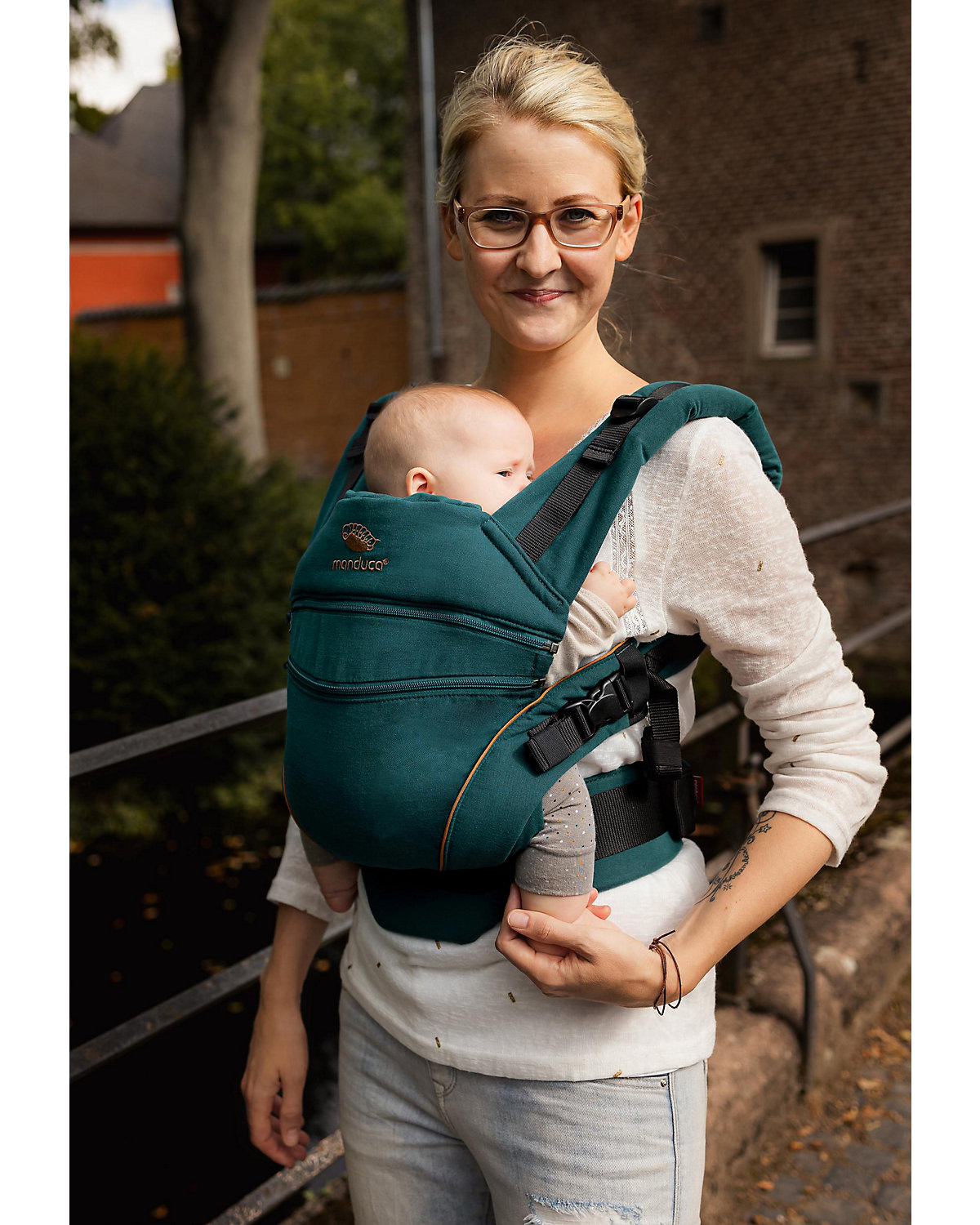 Babytrage XT Cotton, denimteal-toffee