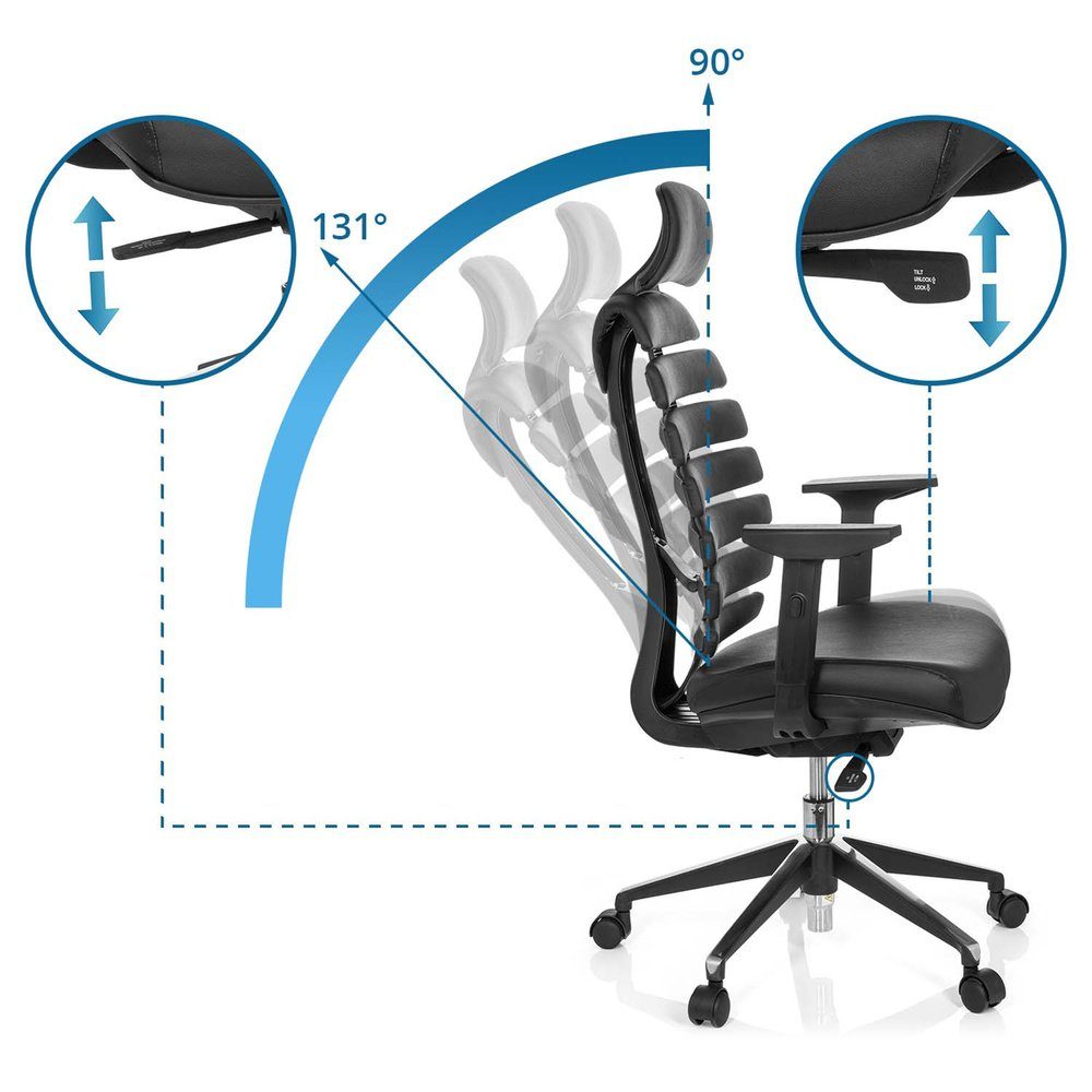 hjh OFFICE Drehstuhl Profi Bürostuhl ERGO LINE II PRO Leder (1 St), Schreibtischstuhl ergonomisch
