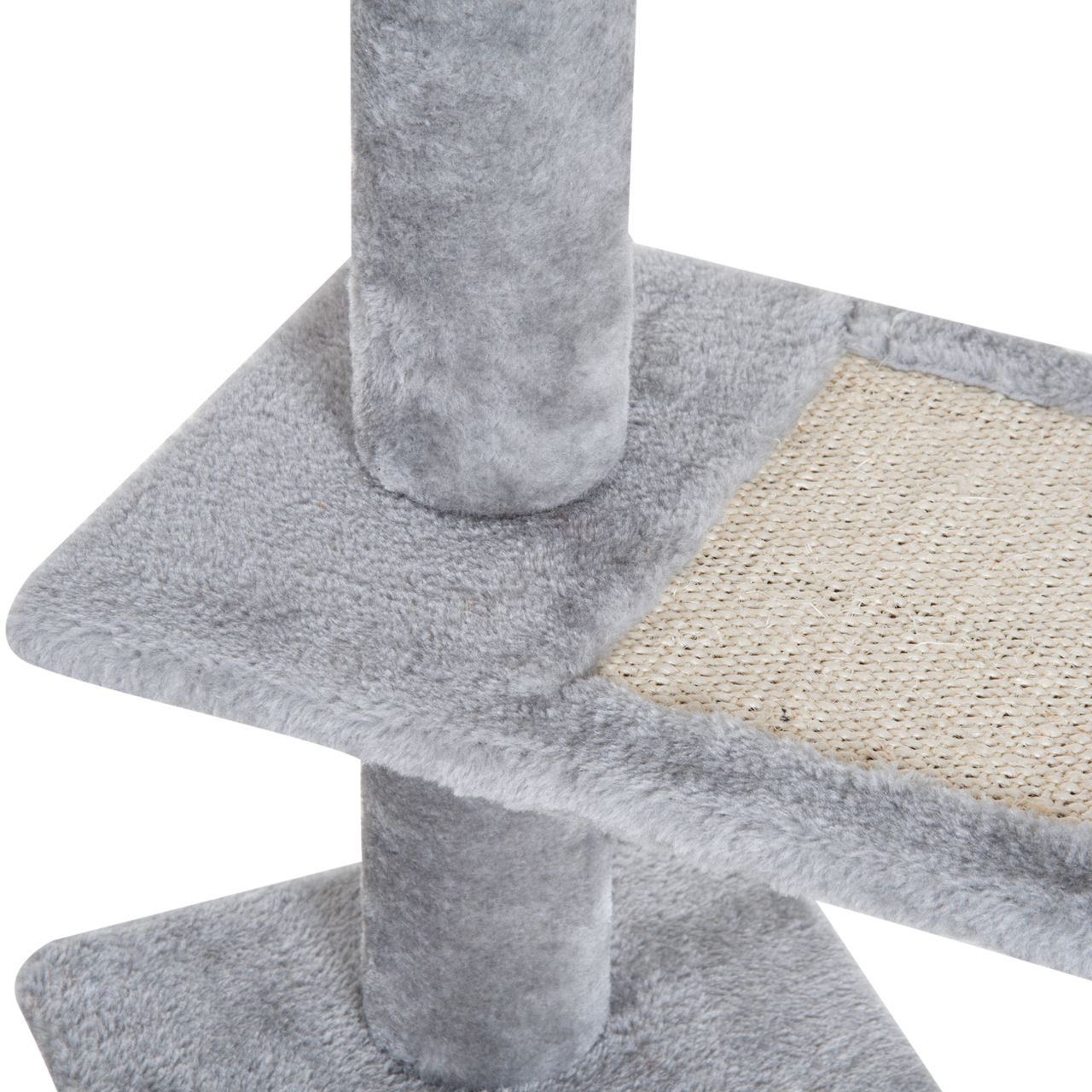 PawHut Kletterbaum Katzenbaum Spielbaum Katzenkratzbaum Treppe 5 Schichte Beige Grau 48 x 48 x 99,5 cm (LxBxH)