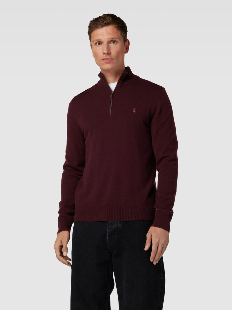 Strickpullover aus Wolle mit Logo-Stitching in bordeaux rot