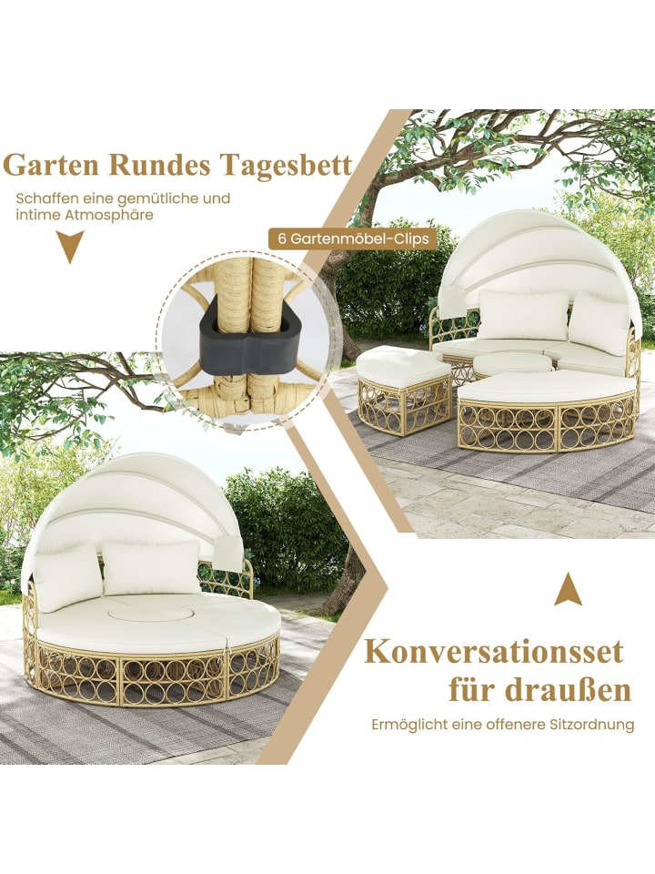 COSTWAY Rattan Sonneninsel mit Beistelltisch in Beige günstig kaufen onesize