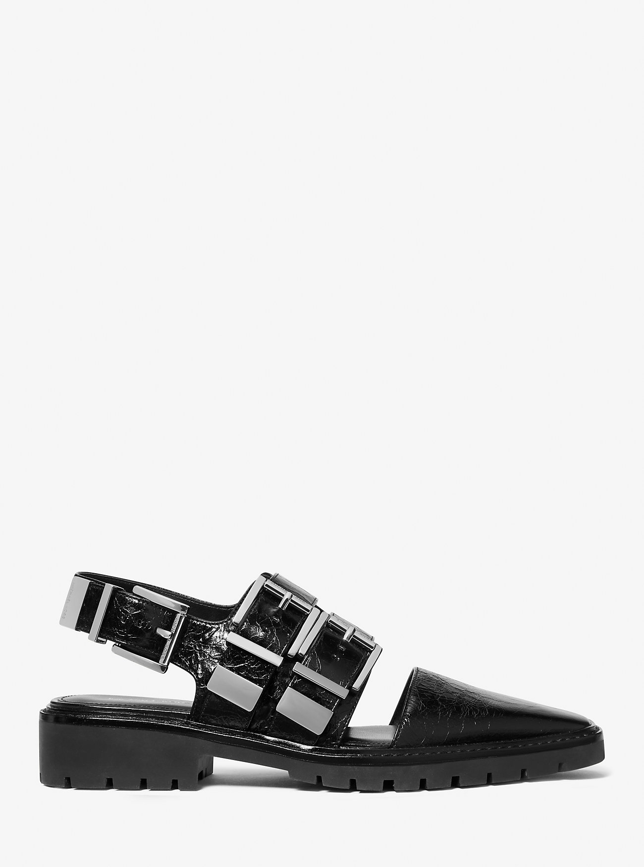 Darrington krakelerte lakkskinns-slingback-loafers - SVART