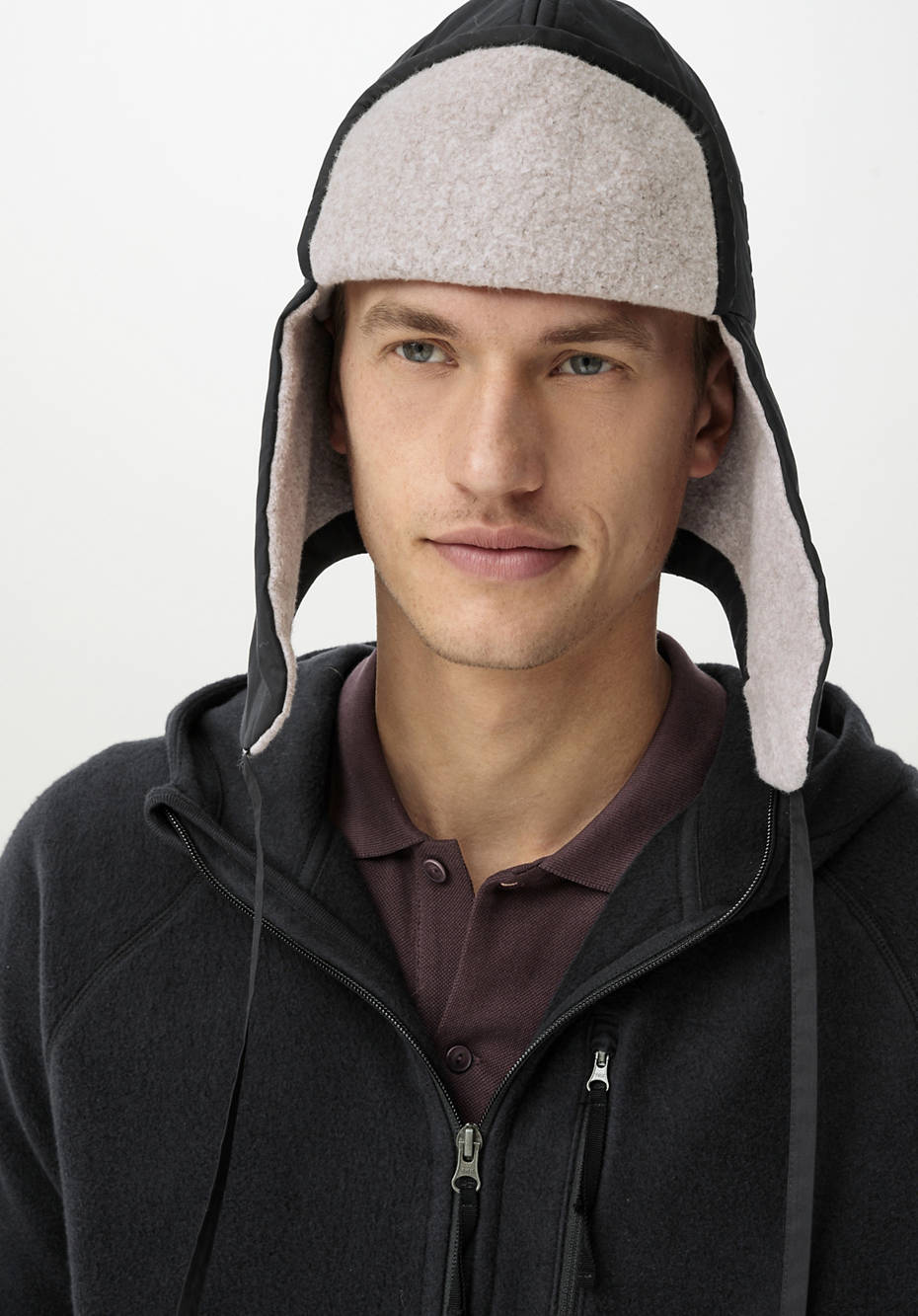 Unisex Nature Shell Trapper-Mütze mit Schurwoll-Wattierung