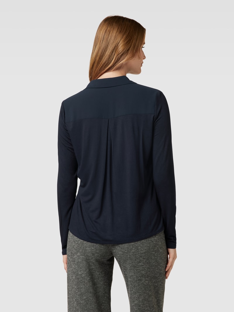 Bluse mit V-Ausschnitt Modell 'Frera' in marineblau