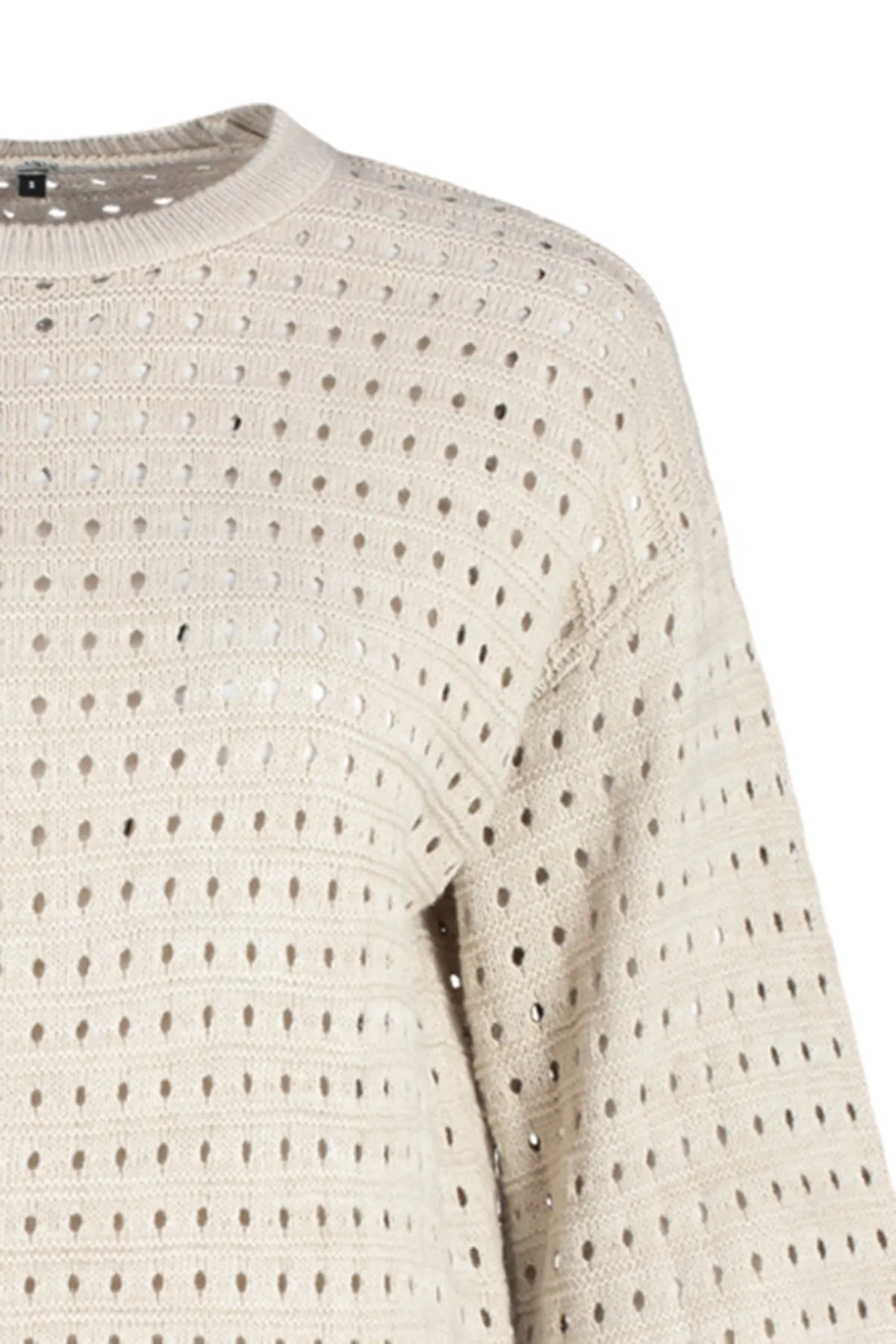 Trendyol Modest  Beigefarbener, locker geschnittener, durchbrochener/Loch-Strickpullover TCTAW24AK00113