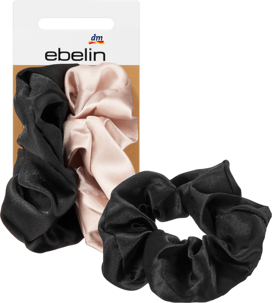 Scrunchies Satin-Optik rosé & schwarz, 2 St