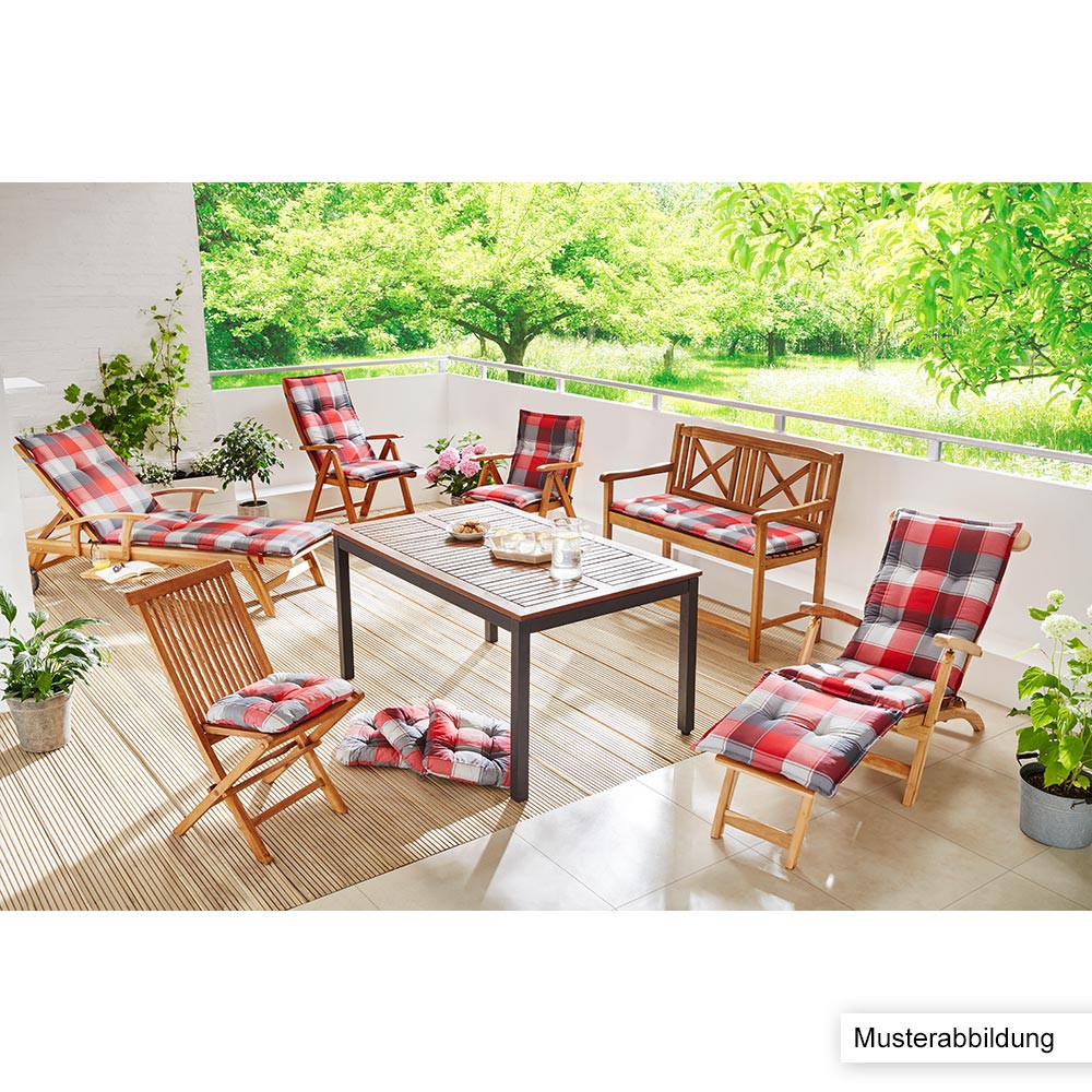 Solax Sunshine Deckchair-Auflage, Karo-Rot-Grau