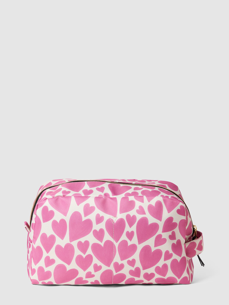 Kosmetiktasche mit Allover-Muster Modell 'Pink Love' in pink