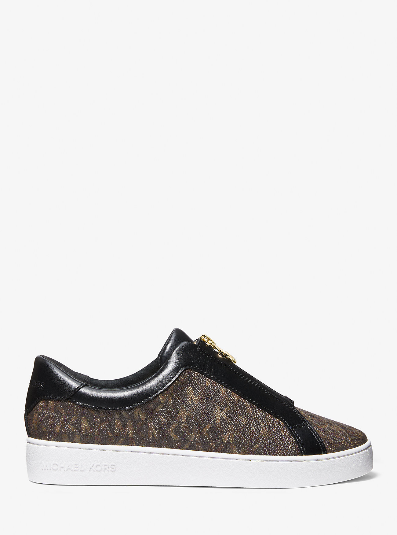 Buty sportowe z zamkiem błyskawicznym Keaton Signature Logo – BRĄZOWE