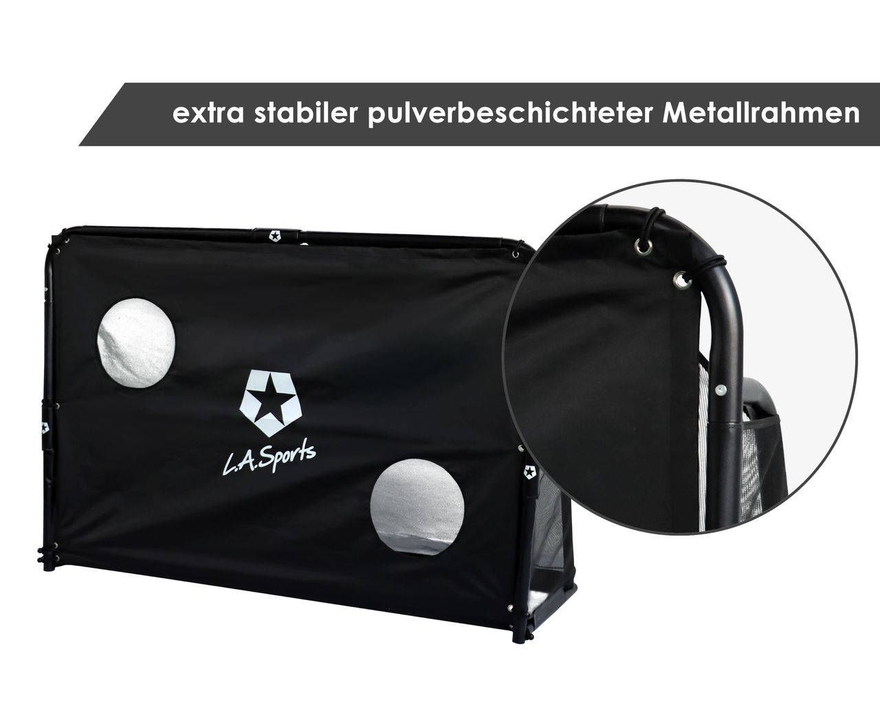 L.A. Sports 2-in-1 Torschusswand Soccer Goal Champion Fußball-Tor mit Netz & Torwand