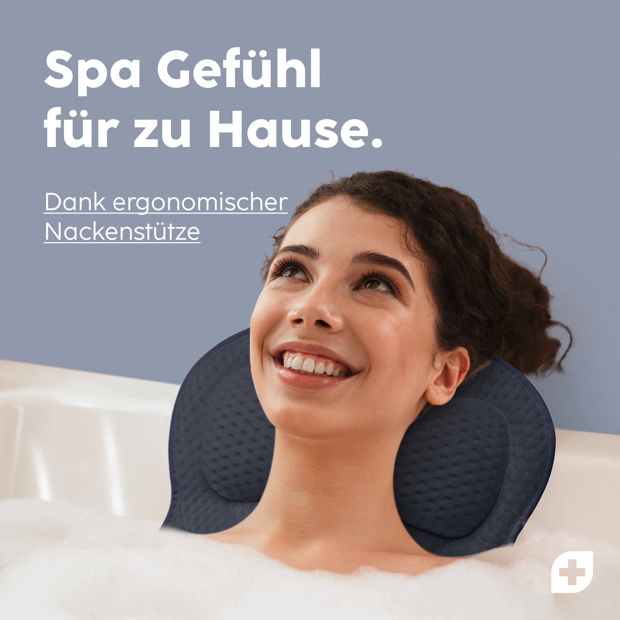 Nackenstützkissen Vesta+ Badewannenkissen L mit Saugnäpfen, Badekissen, Nackenkissen, Vesta+, Waschmaschinentauglich, Klimaneutral und nachhaltig, Badewannenkissen