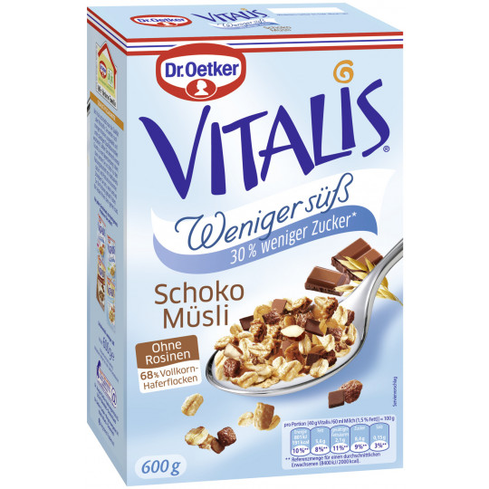 Dr.Oetker Vitalis Schoko Müsli weniger süß 600G
