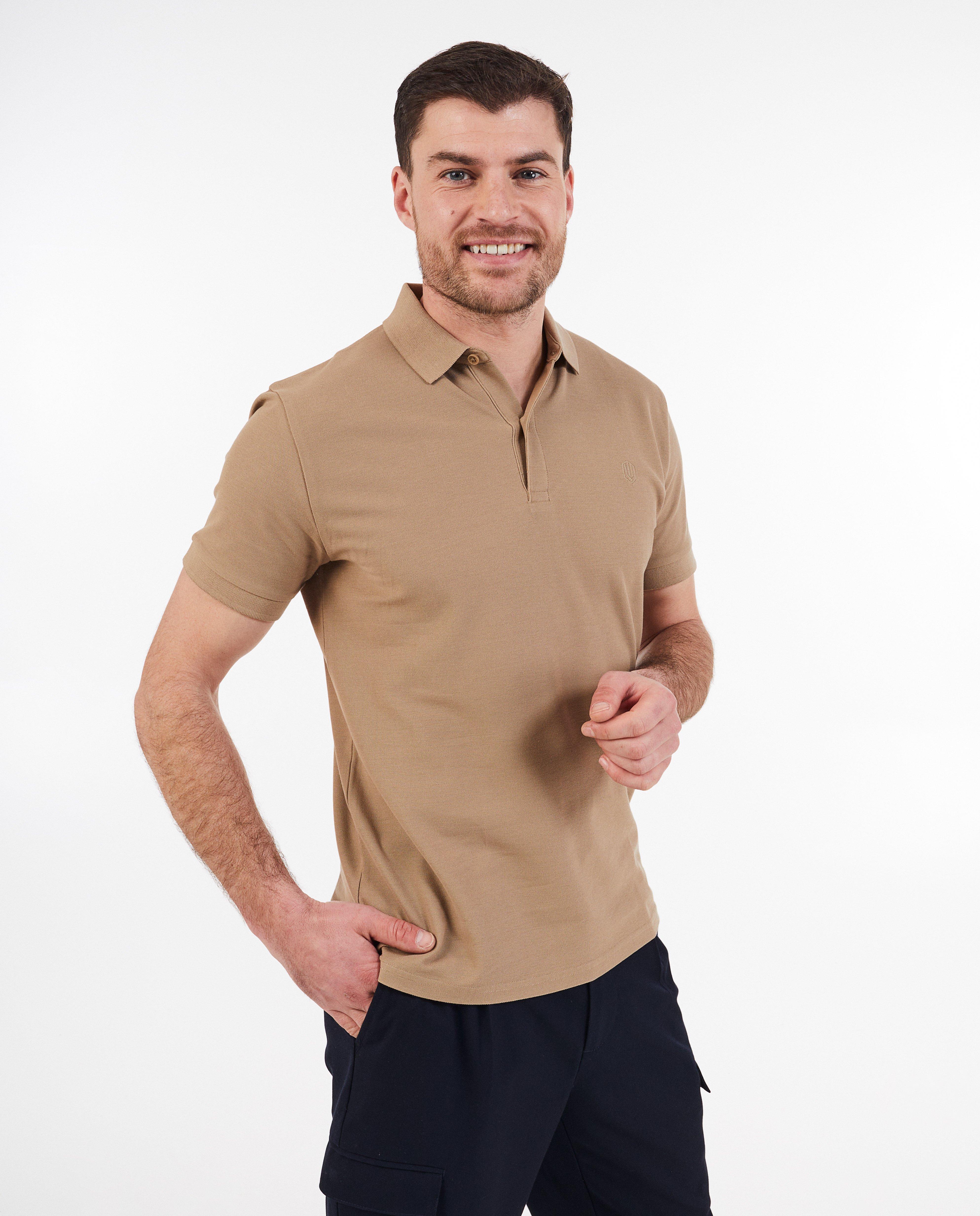 Tricou polo maro Quarterback, croială regulată, maro deschis