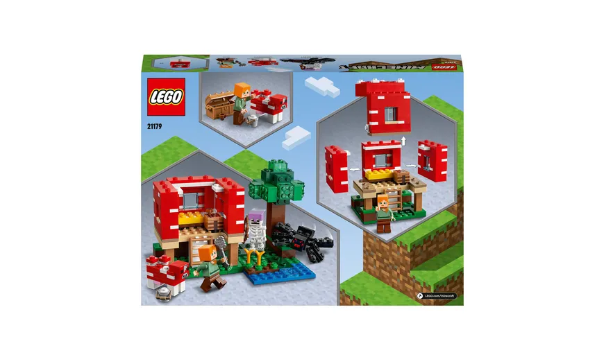 LEGO Minecraft 21179 Das Pilzhaus, Spielzeug ab 8 Jahren