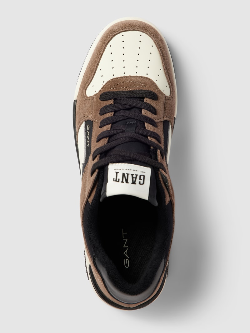Sneaker mit Kontrastbesatz Modell 'Brookpal' in dunkelbraun