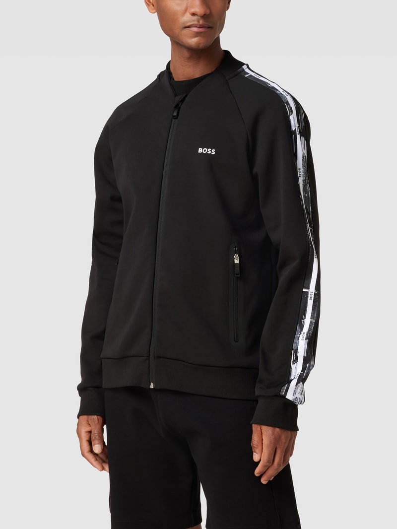 Sweatjacke mit Galonstreifen in schwarz