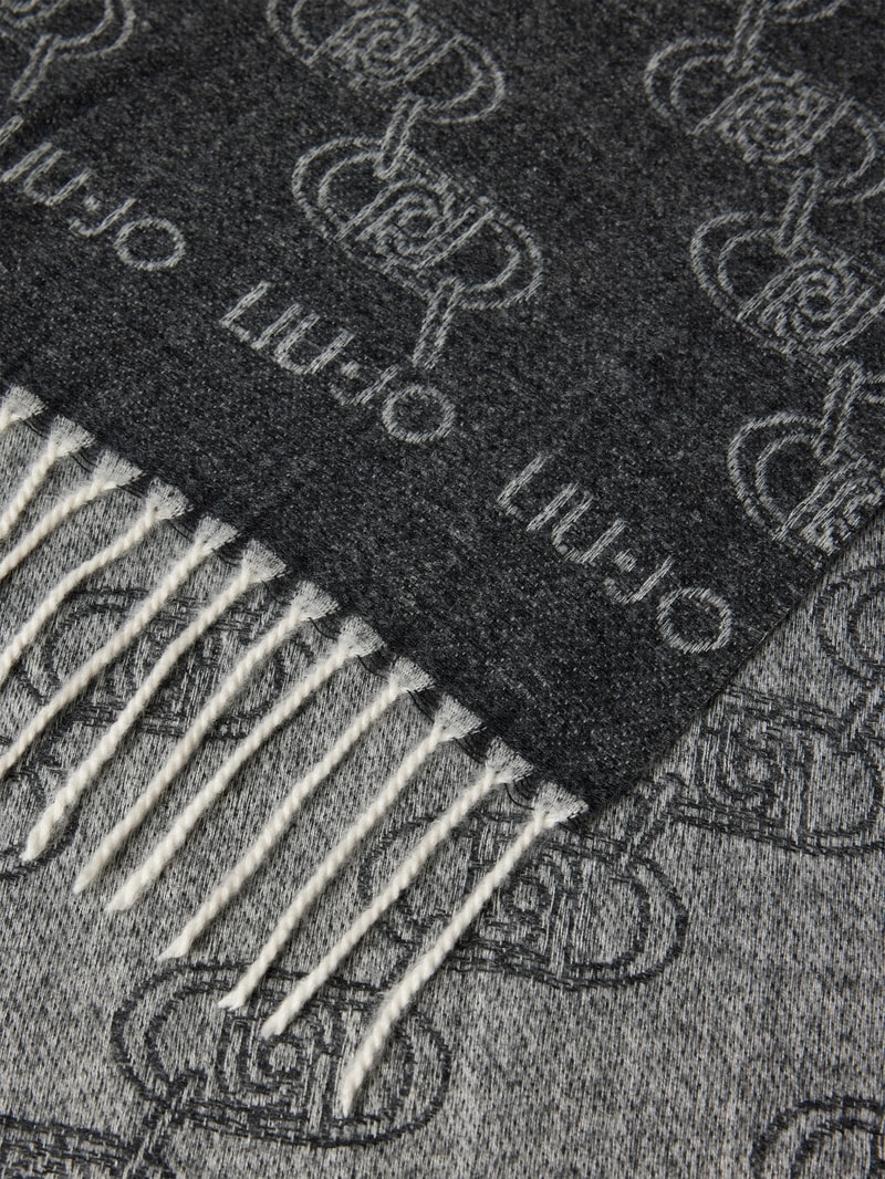 Schal mit Label-Stitching Modell 'Stola' in schwarz