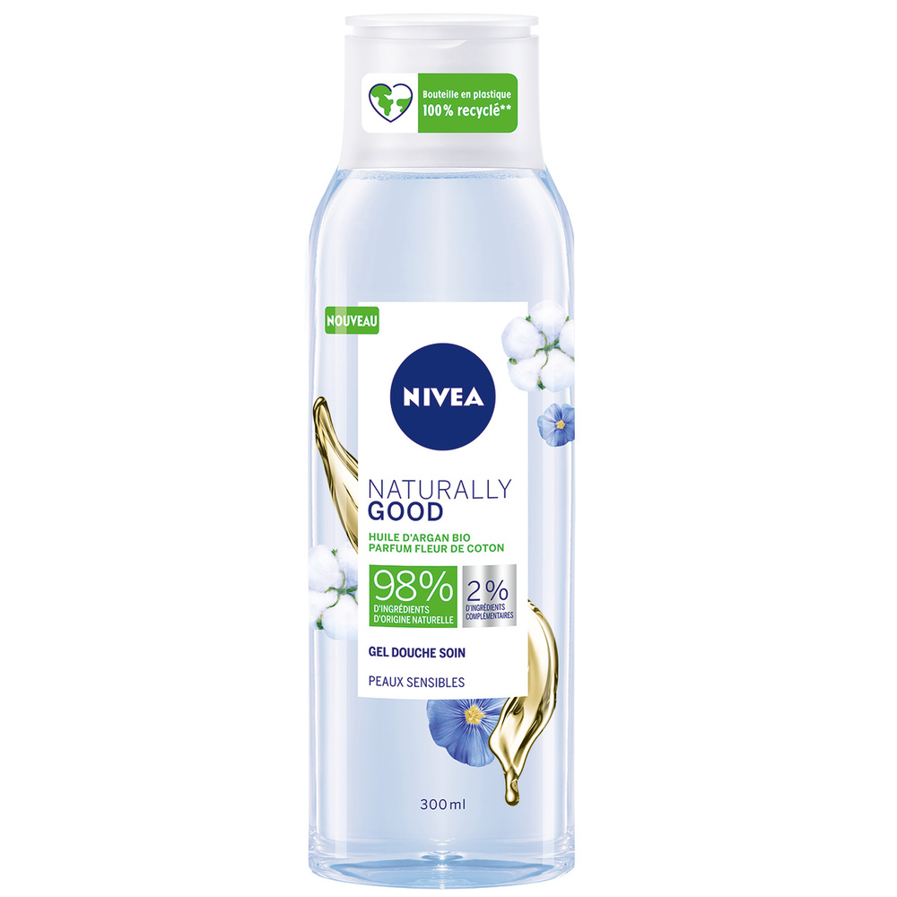 nivea NATURALLY GOOD - Gel douche fleur de coton et huile d'argan BIO Douche soin femme
