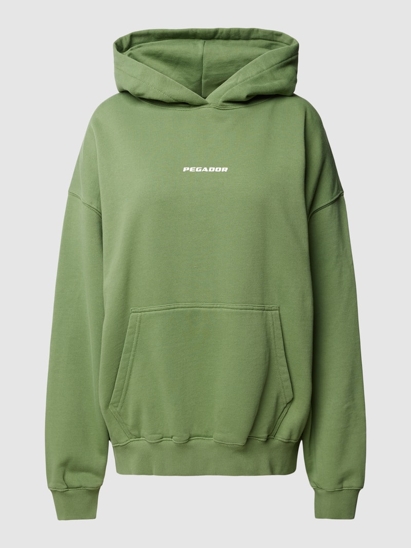 Oversized Hoodie mit Label-Print Modell 'CULLA' in smaragdgrün