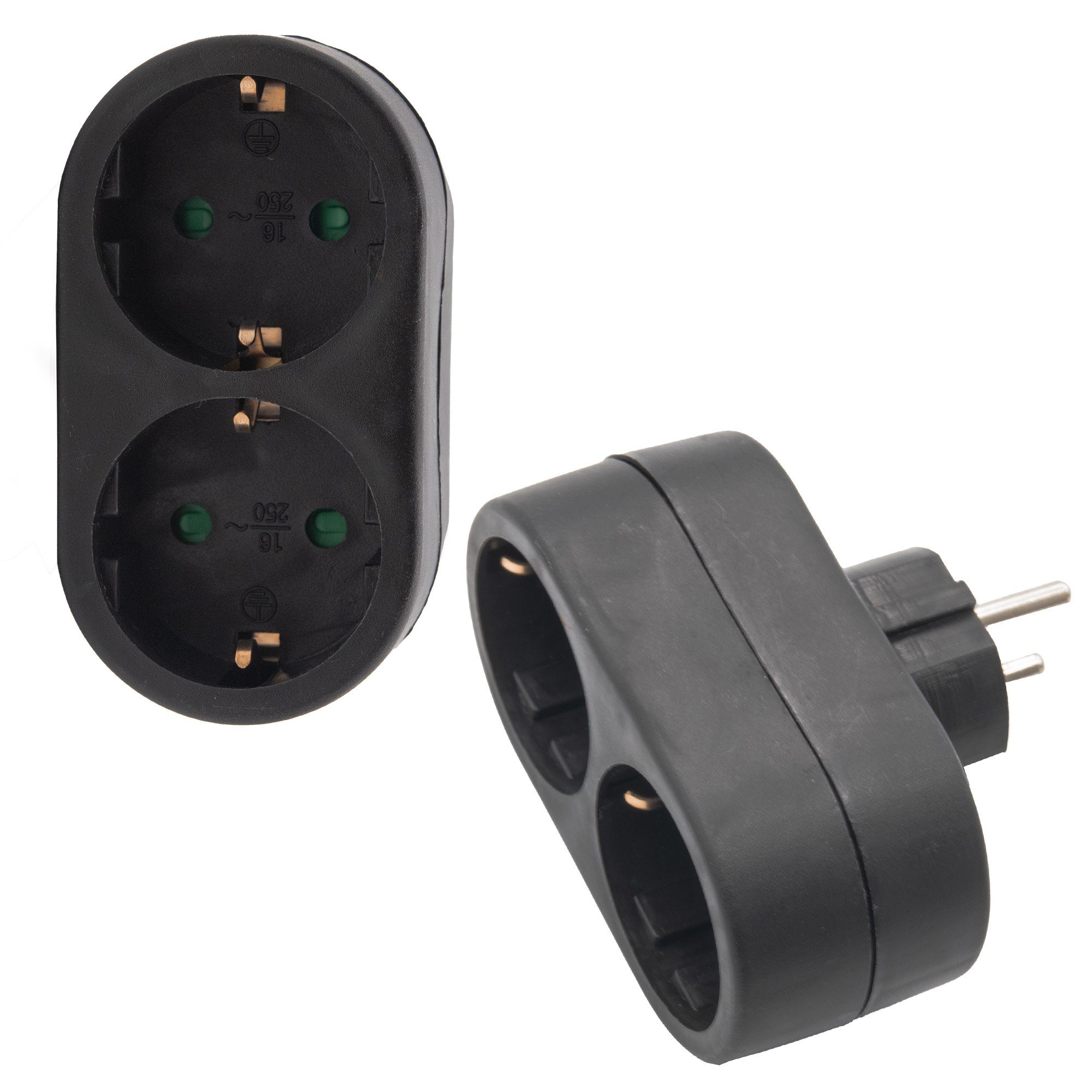 BENSON Doppelstecker Steckdosenleiste Mehrfachsteckdose Steckdosenleiste, Doppelsteckdose, Schuko, Schwarz