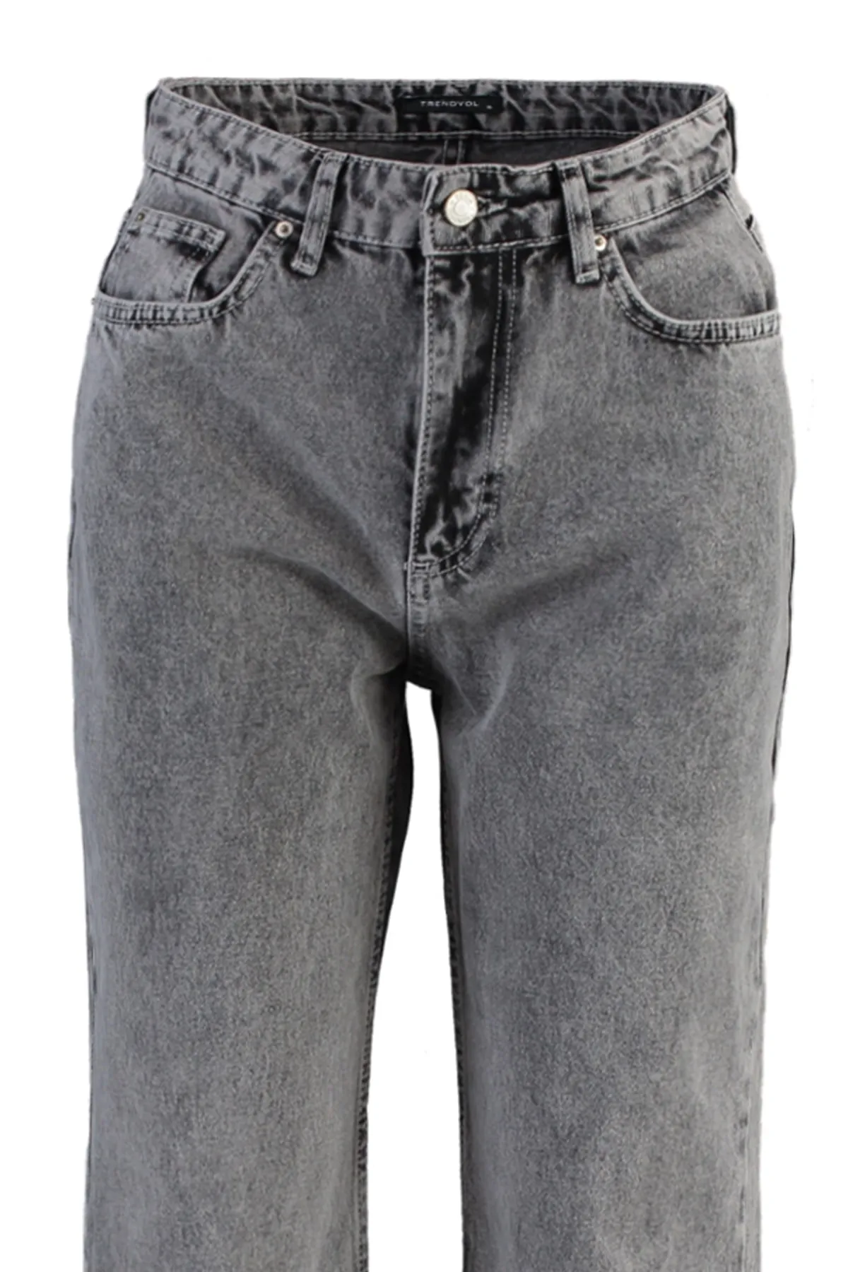 Trendyol Collection  Graue, nachhaltigere Jeans mit hoher Taille und weitem Bein im 90er-Stil TWOAW23JE00388