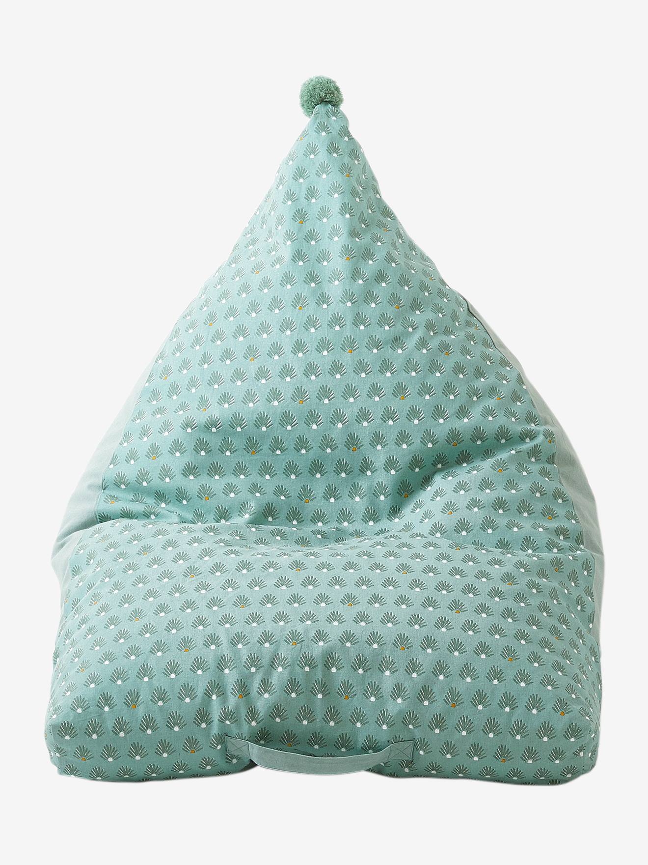 Vertbaudet Kinder Sitzsack, Blätter-Print - grün bedruckt