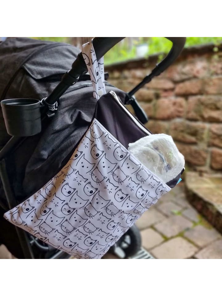 Intirilife Wickeltasche Nasstasche Windeltasche Wetbag Wasserfest in Schwarz - Weiß günstig kaufen onesize