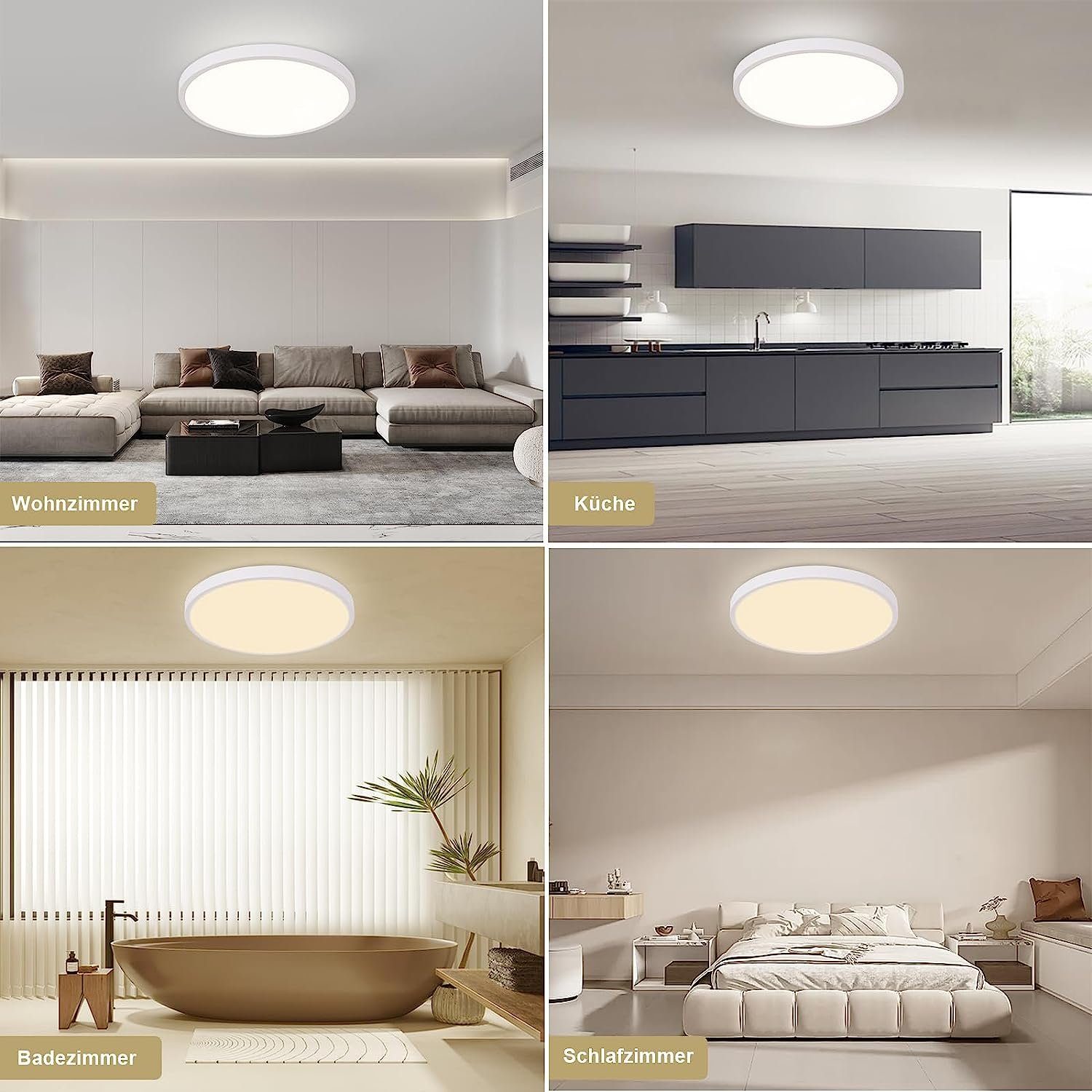 Nettlife LED Panel Weiß Dimmbar mit Fernbedienung Ultra Dünn Rund 20W, Speicherfunktion Timer-Modus, LED fest integriert, Warmweiß Neutralweiß Kaltweiß, für Wohnzimmer Schlafzimmer Badezimmer Küche, 30 x 30 x 2.1 cm