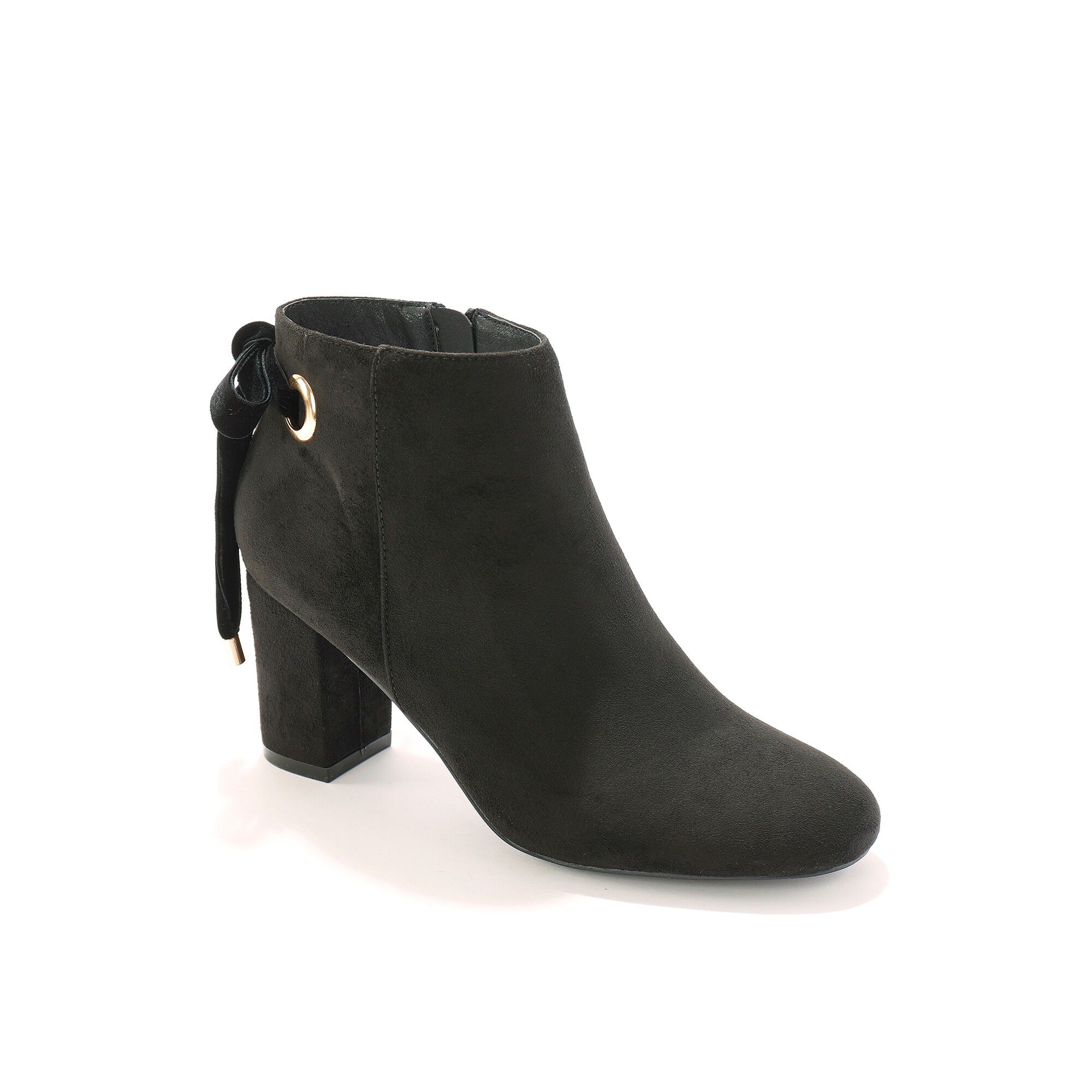 Boots à talon et noeud velours