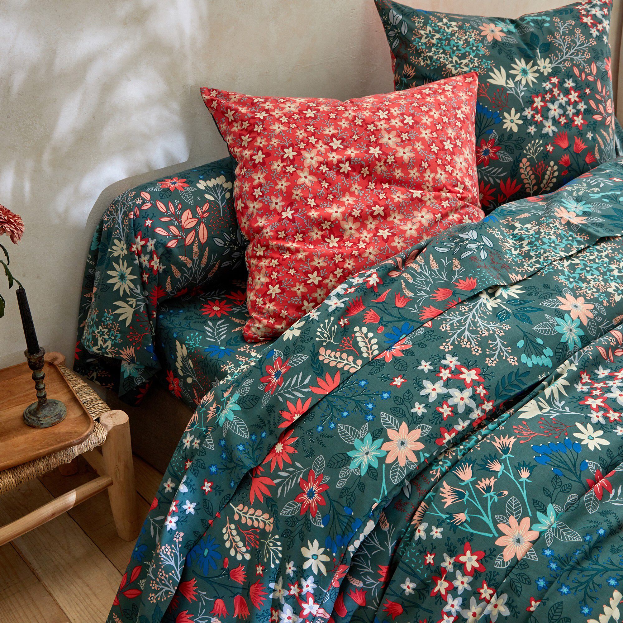 Linge de lit Flore en coton imprimé fleuri