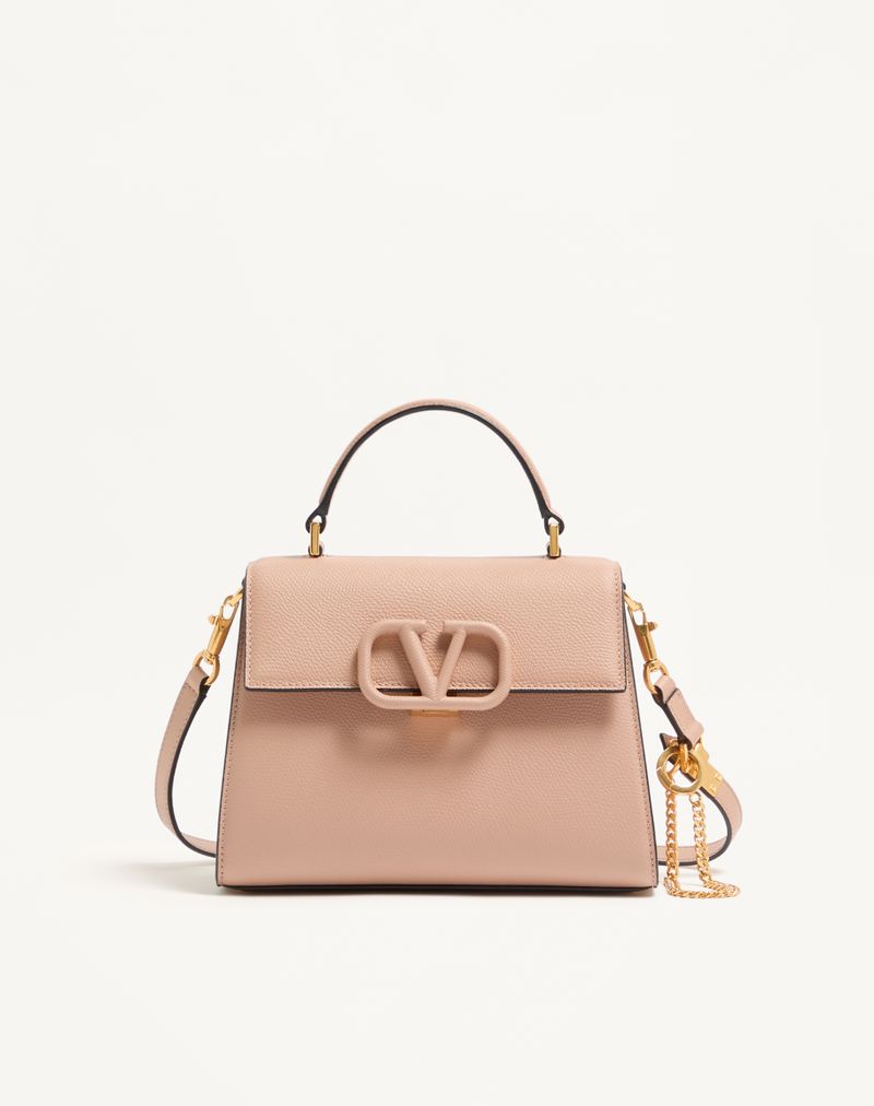 Bolsa Valentino Garavani Vsling pequena em couro de bezerro granulado.