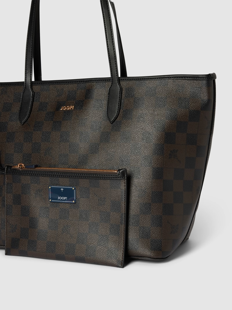 Shopper mit Label-Applikation Modell 'lara' in dunkelbraun