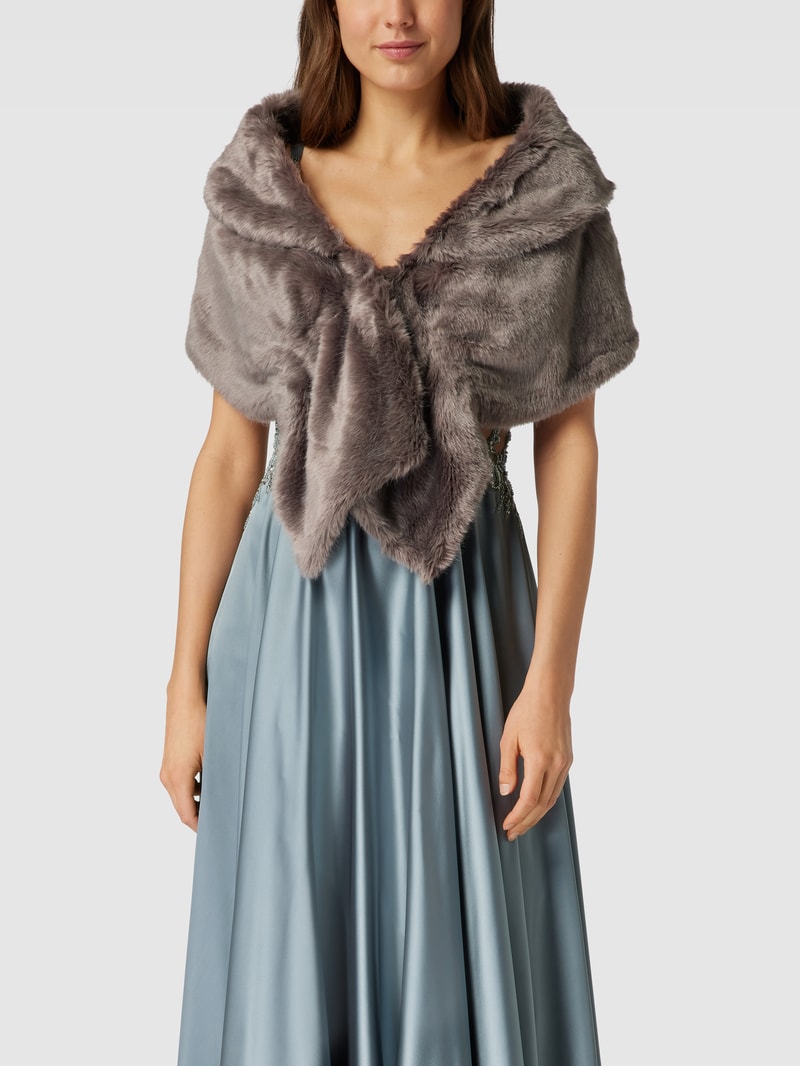 Cocktailjacke mit Kunstfell in mittelgrau