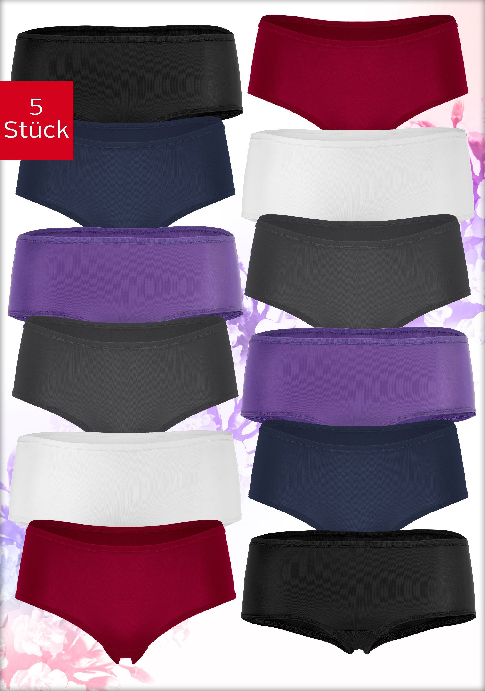 Fabio Farini Slip Damen Boxershorts Unterwäsche - nahtlose Unterhosen aus Microfaser (Spar-Set, 5-St) im sportlich eleganten Look, zufällig ausgewählte Farben