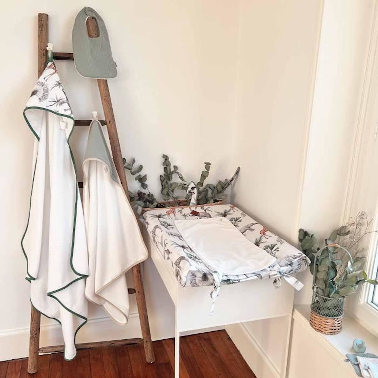 Housse de matelas à langer, Safari Multicolore TU blanc