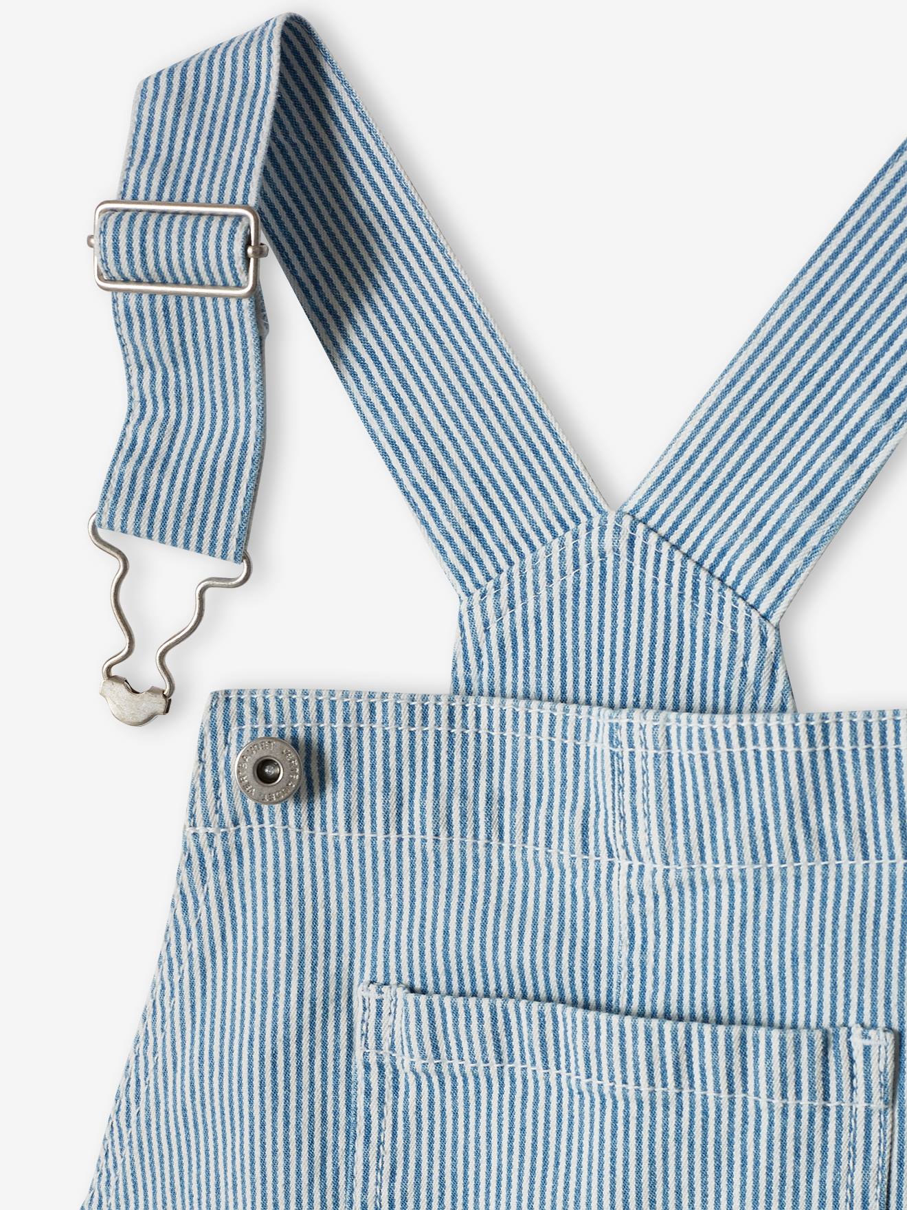Vertbaudet Mädchen Latzhose - blau gestreift