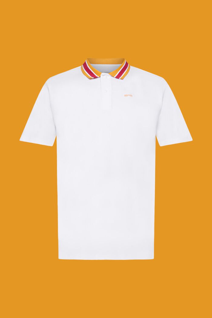 Poloshirt aus Baumwoll-Piqué mit Streifenkragen