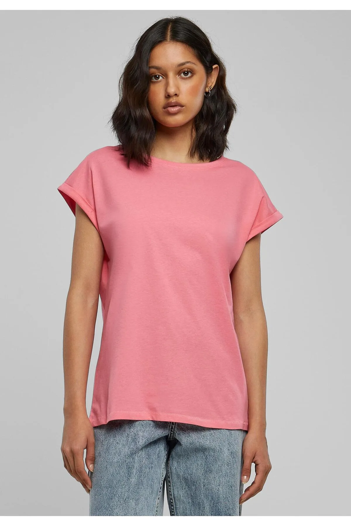 Urban Classics  Damen T-Shirt mit verlängerter Schulterpartie für Damen
