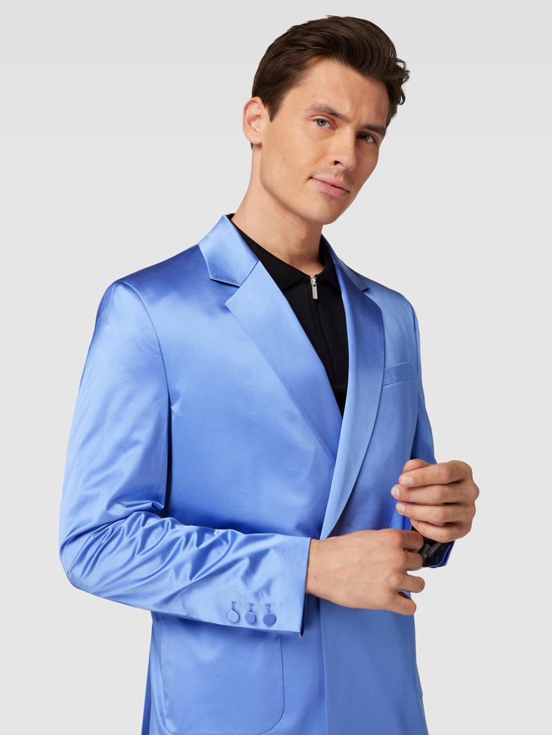 Sakko mit aufgesetzten Eingrifftaschen in metallic blau