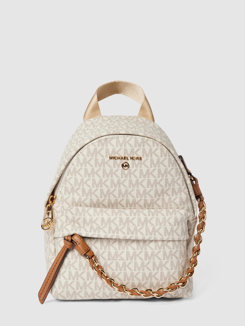Rucksack mit Allover-Logo Modell 'SLATER' in ecru