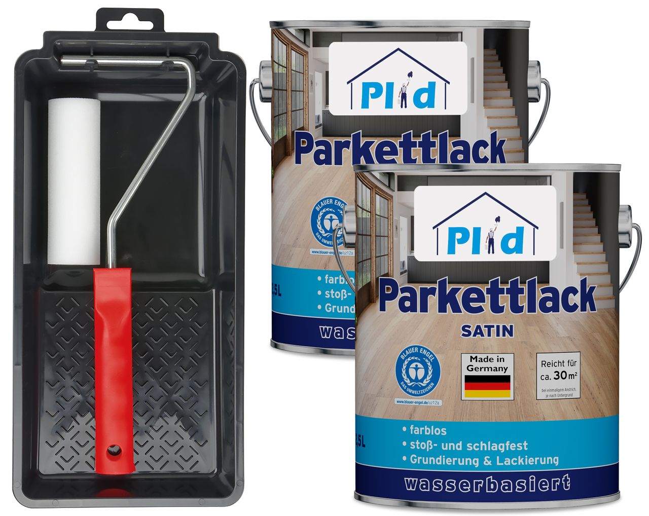 Plid Premium Parkettlack Parkettsiegel Klarlack Farblos Set Farblos - Seidenglänzend