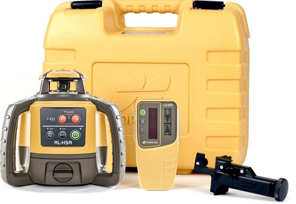 Topcon 1052624-01 RL-H5A + LS-80X celtniecības lāzers + uztvērējs – profesionāls celtniecības lāzers ar vienu slīpumu